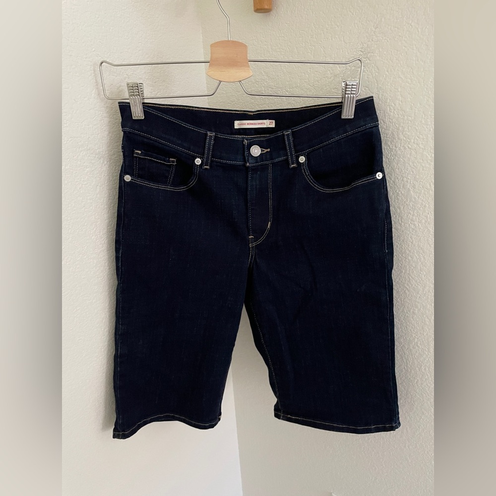 Levi’s classic Bermuda shorts dark wash navy blue size 27 - Picture 3 of 11